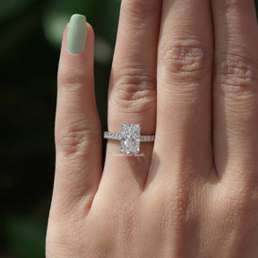 View of Radiant Cut Diamond Lab Grown Ring In White Gold