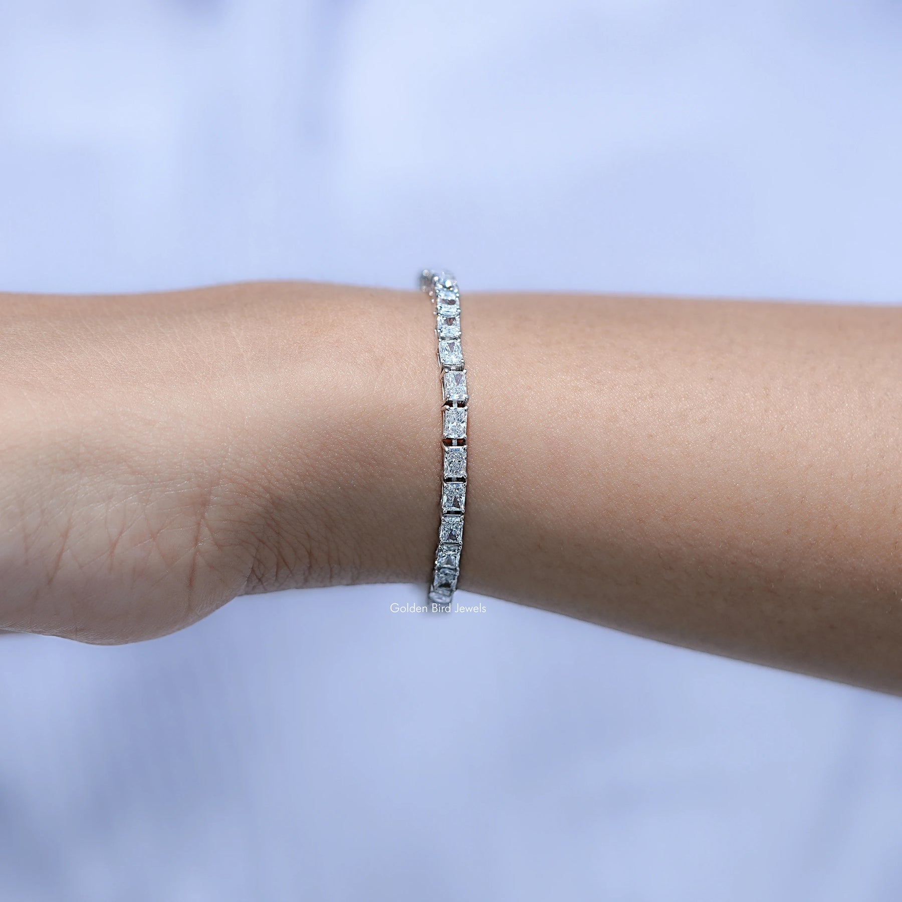 Radiant Cut Diamond Tennis Steel Bracelet
