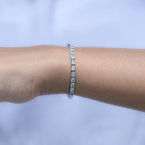 Radiant Cut Diamond Tennis Steel Bracelet