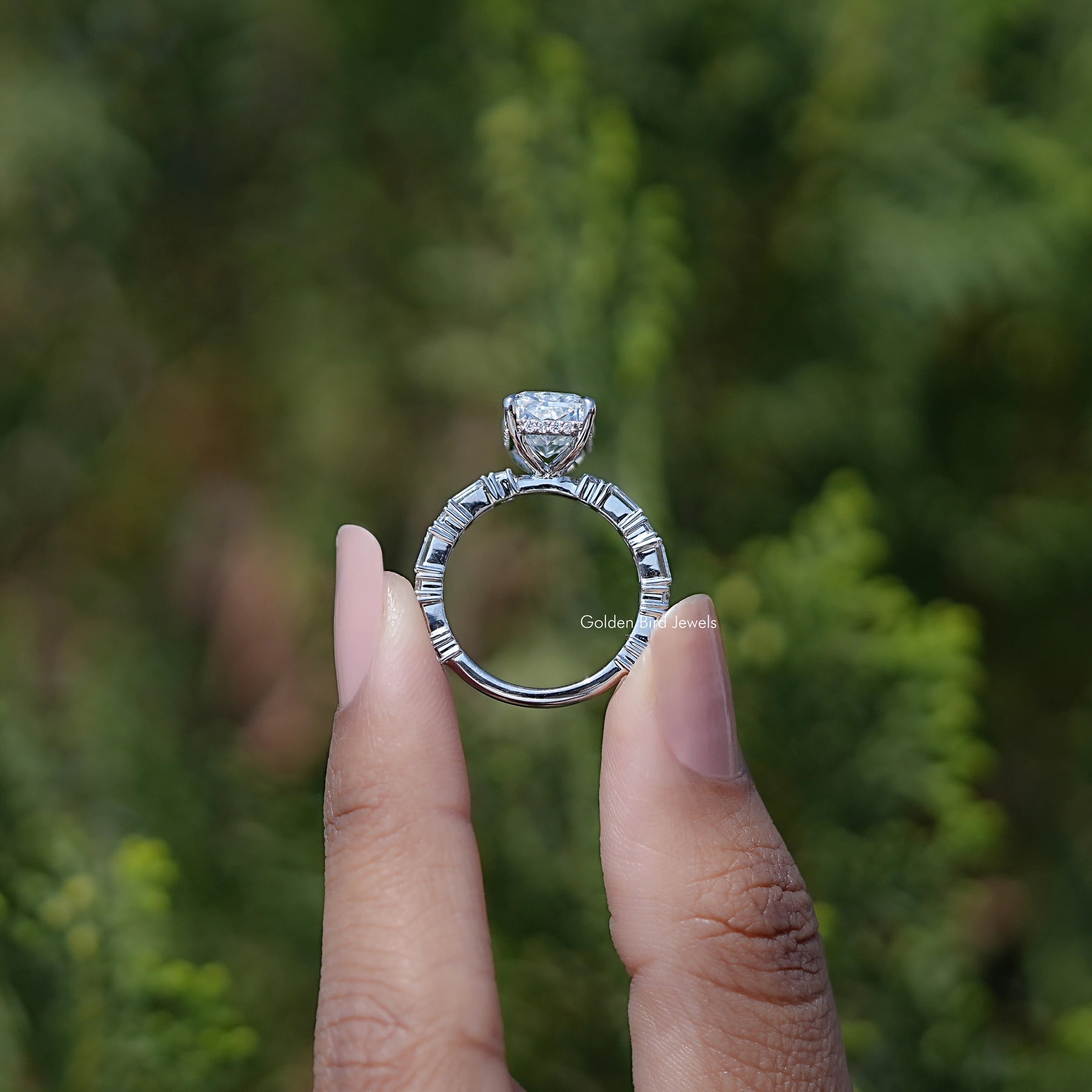 Radiant Cut Lab Diamond Accent Set Ring
