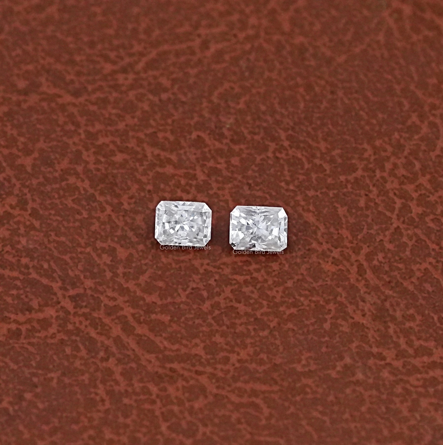 Top View of Radiant Cut Loose Moissanite Pair