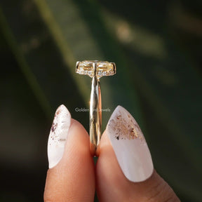 Side view of a solitaire radiant cut moissanite ring  for women 