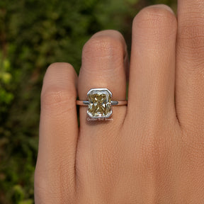 Canary Yellow Radiant Cut Moissanite Solitaire Ring