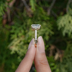 Radiant Moissanite Solitaire Accent Engagement Ring