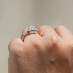 View of Radiant Cut Moissanite Solitaire Ring In Finger