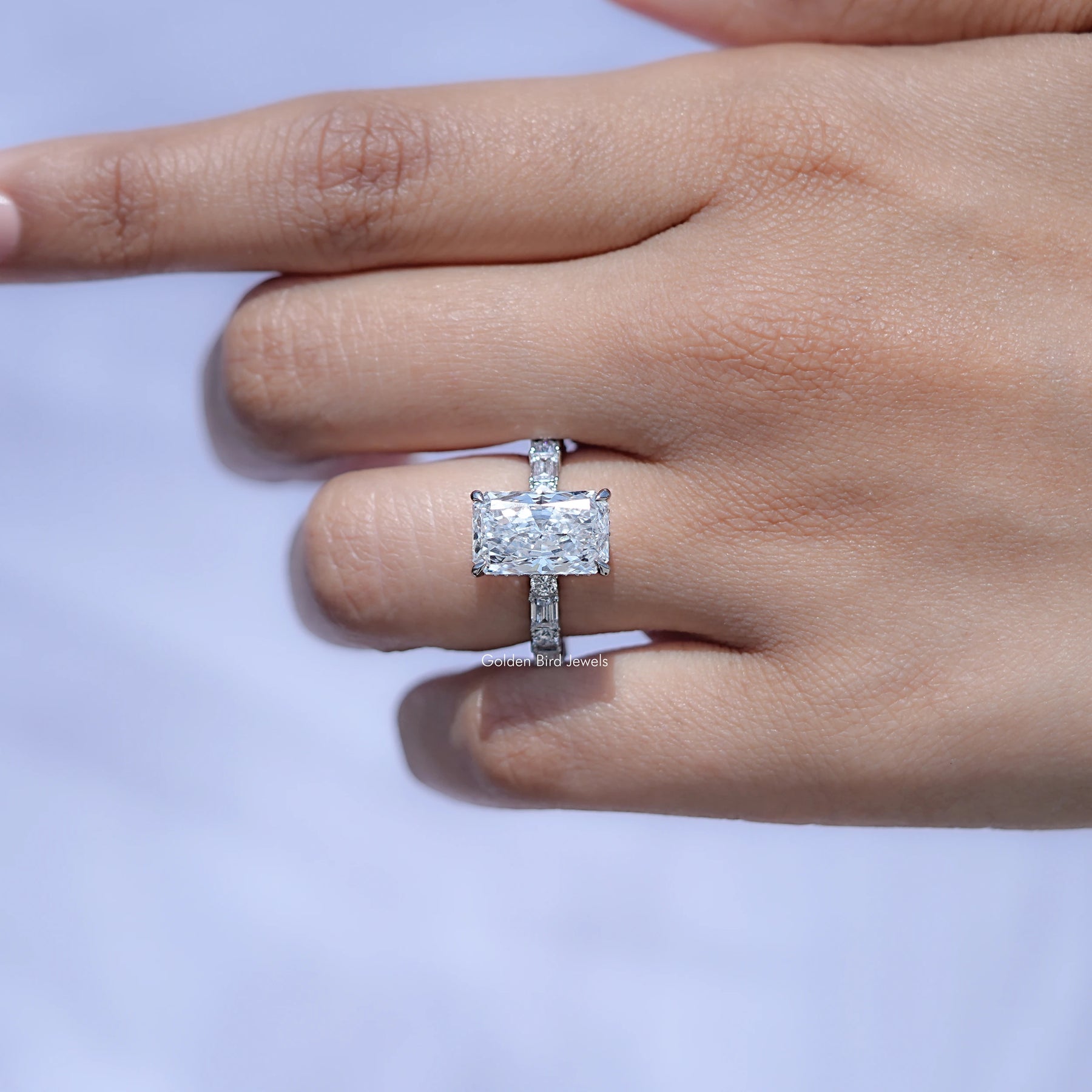 Radiant Cut Lab Diamond Accent Set Ring