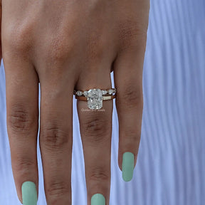Front View of Radiant Cut Moissanite Bridal Ring In Yellow Gold