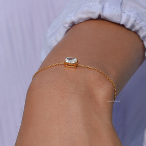 Close view of  diamond chain bracelet in secure setting 
