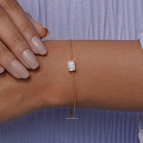 In hand view of Radiant diamond chain bracelet 