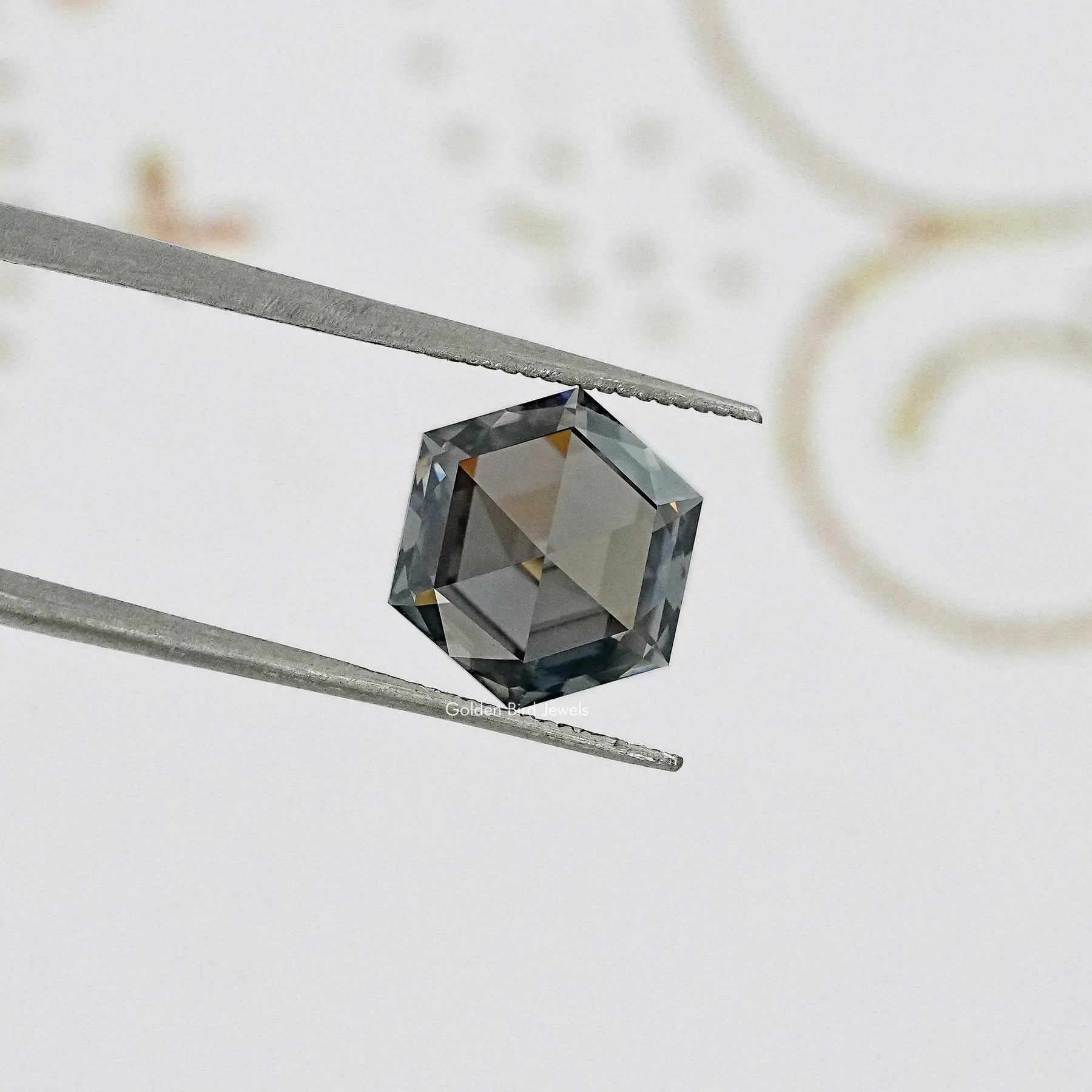 Gray Rose Cut Hexagon Loose Moissanite