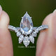 Front view of Rose Cut Pear Moissanite Accent Set Bridal Ring 