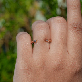 Rose Gold Leaf Style Open Cuff Wedding Band
