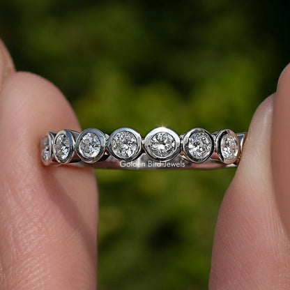 Round Bezel Set Lab Diamond Wedding Band