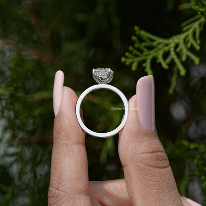 Round Diamond Moissanite Gemstone Hidden Halo Wedding Ring