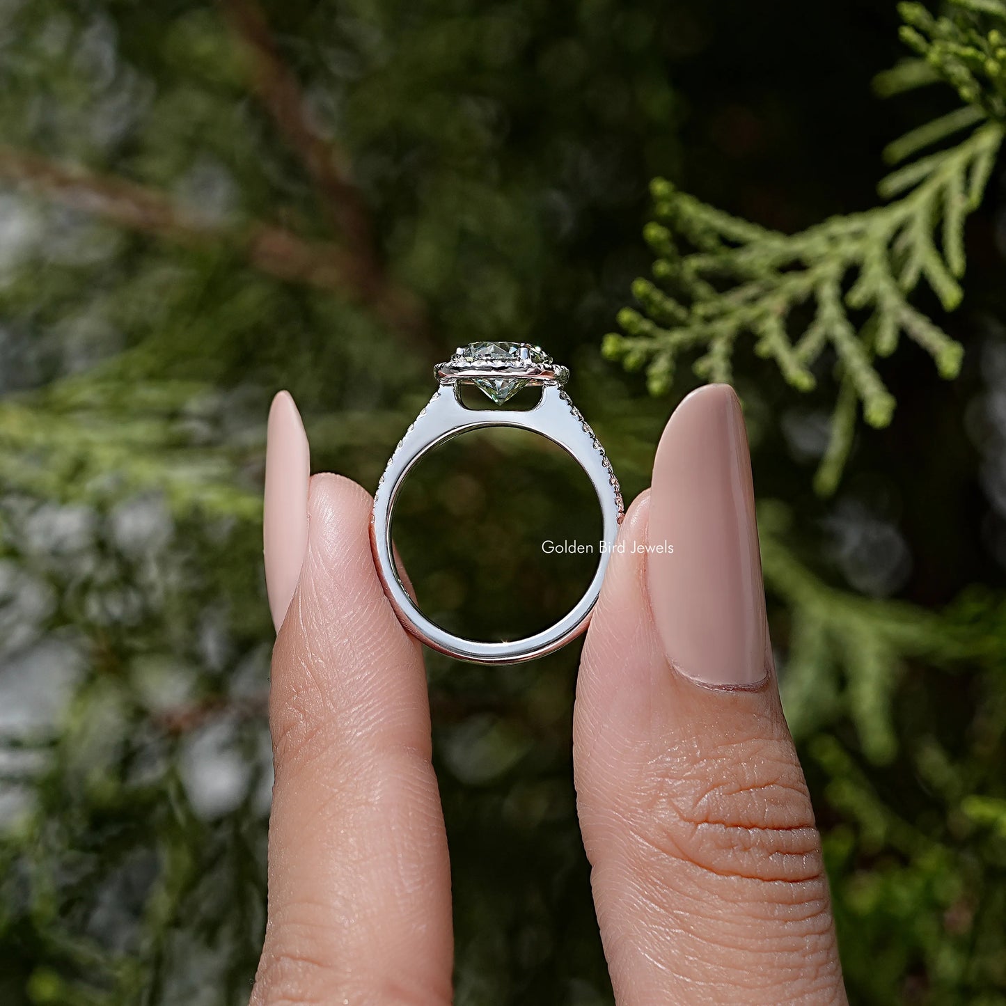 Old European Round Cut Moissanite Accent Ring