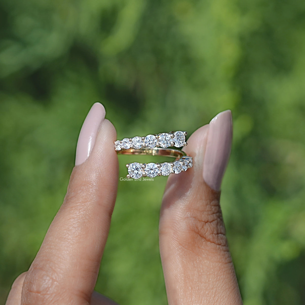 Round Cut Lab Diamond Bypass Wedding Band