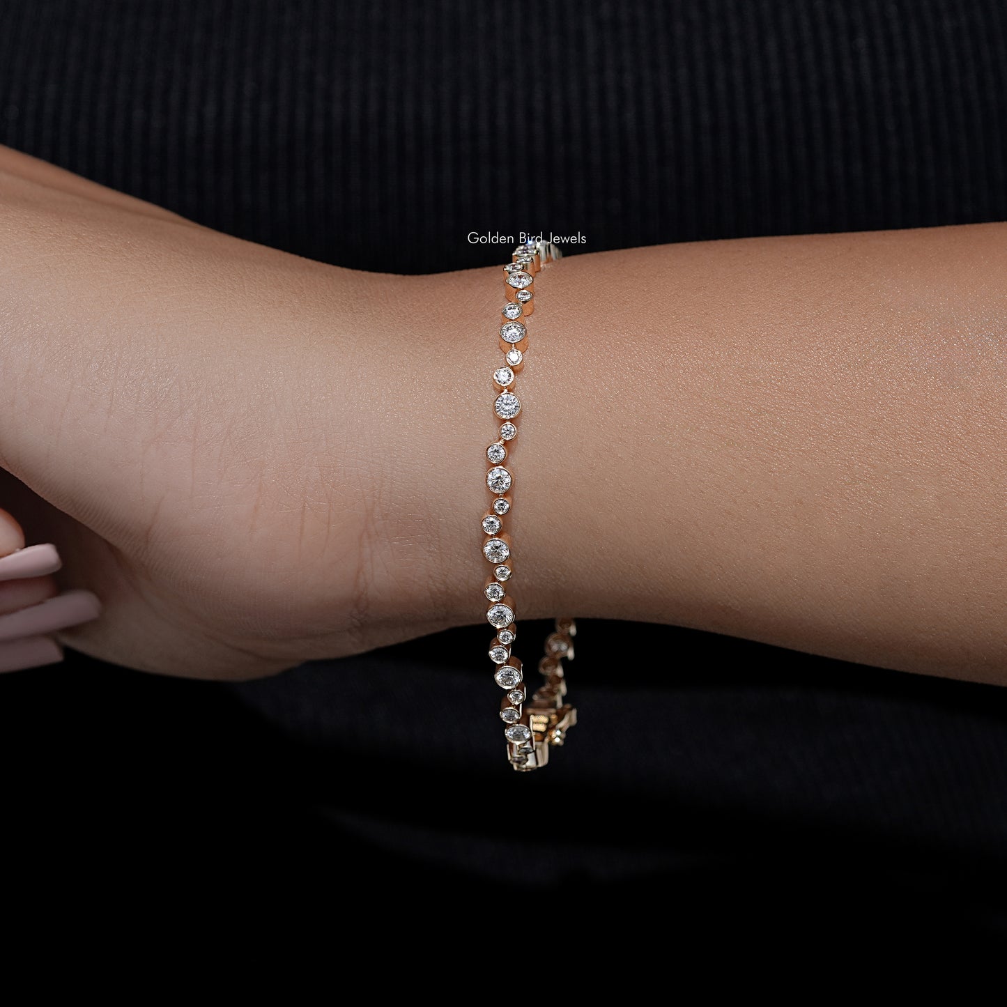 Bezel Set Round Cut Lab Diamond Tennis Bracelet