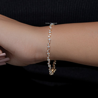 Bezel Set Round Cut Lab Diamond Tennis Bracelet