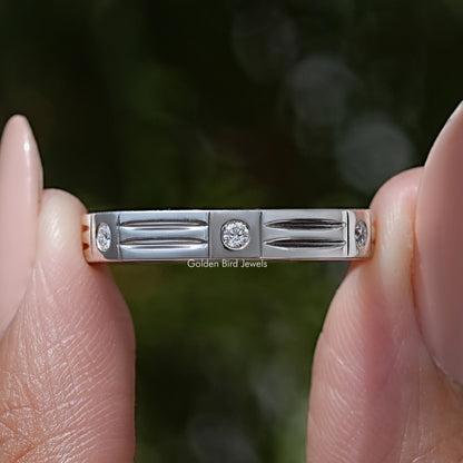 Round Cut Moissanite Classic Wedding Band