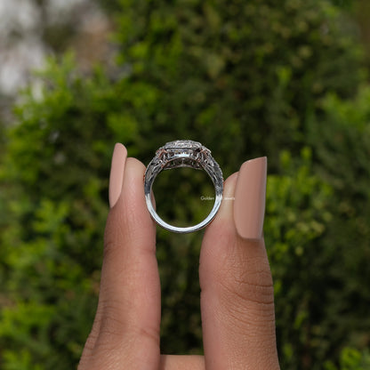 OEC Round Cut Moissanite Vintage Ring