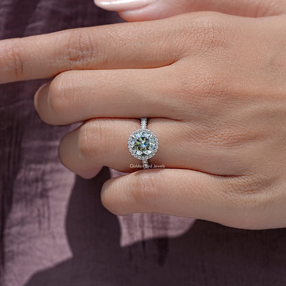 Old European Round Cut Moissanite Accent Ring