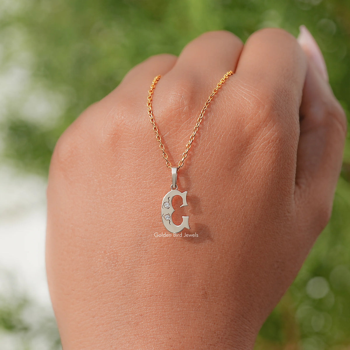 Round Cut Lab Grown Diamond C Letter Pendant