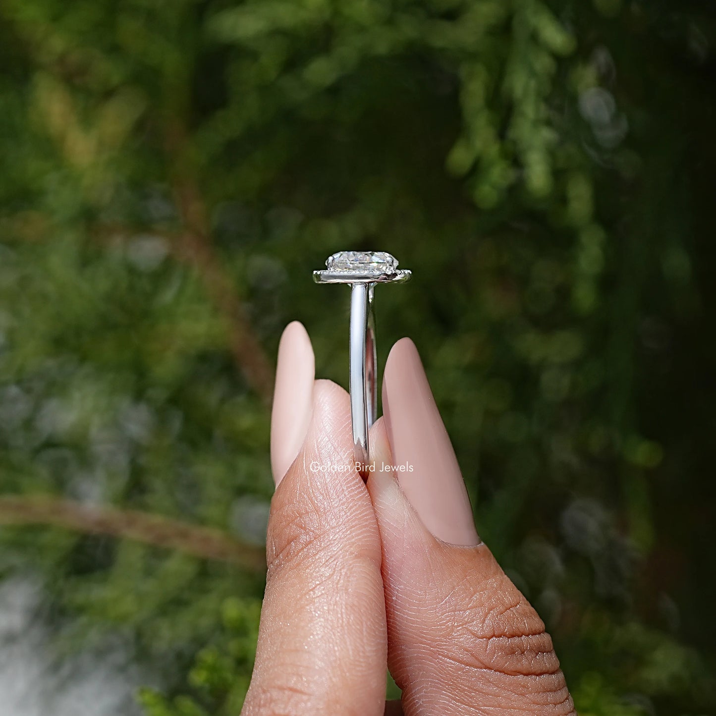 Old European Round Cut Moissanite Diamond Halo Promise Ring