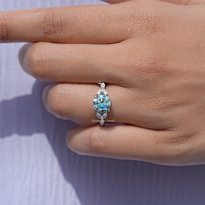 Round Cut Moissanite Gemstone Engagement Ring