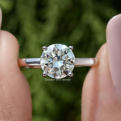 Round Diamond Moissanite Gemstone Hidden Halo Wedding Ring