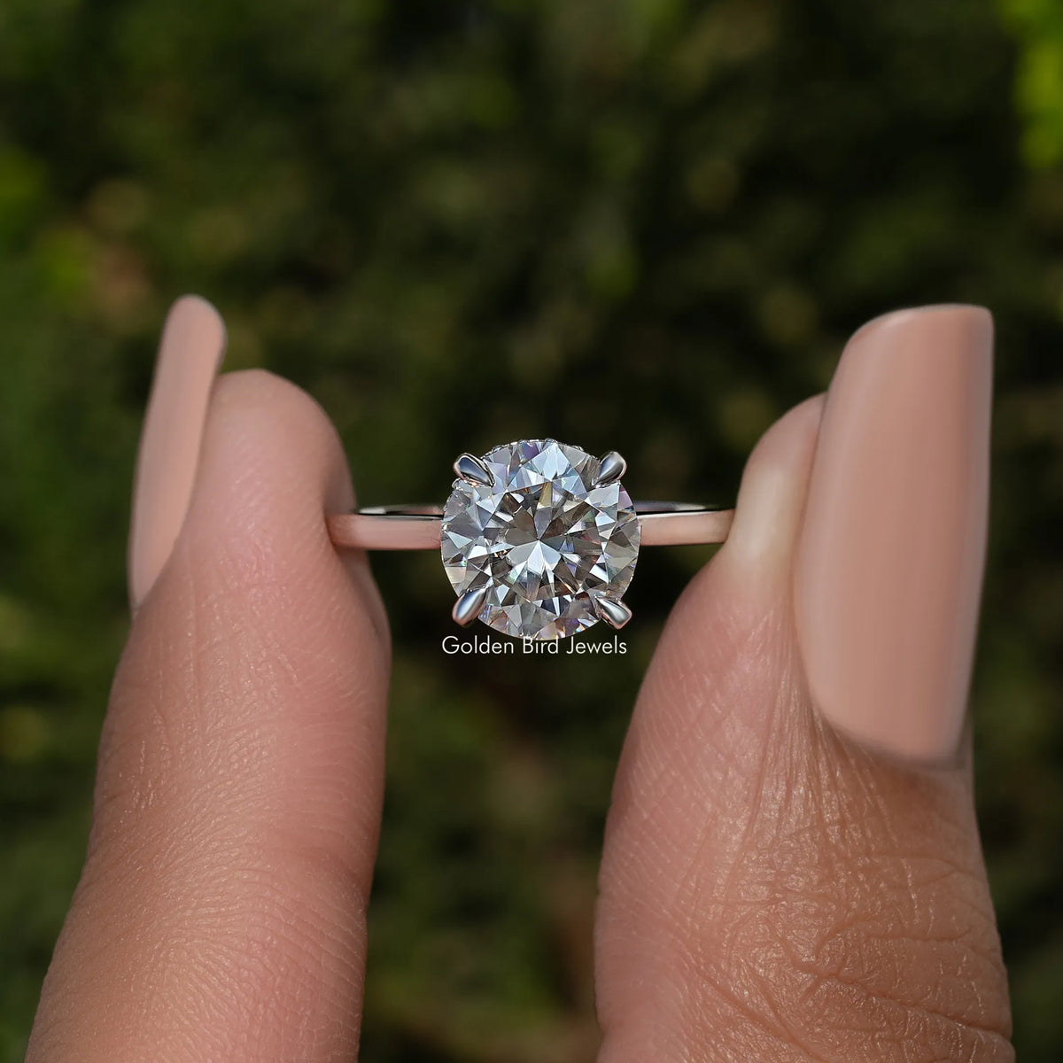 Round Cut Moissanite Solitaire Engagement Ring