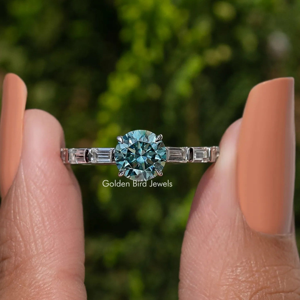 Round Shaped Moissanite Accent Ring