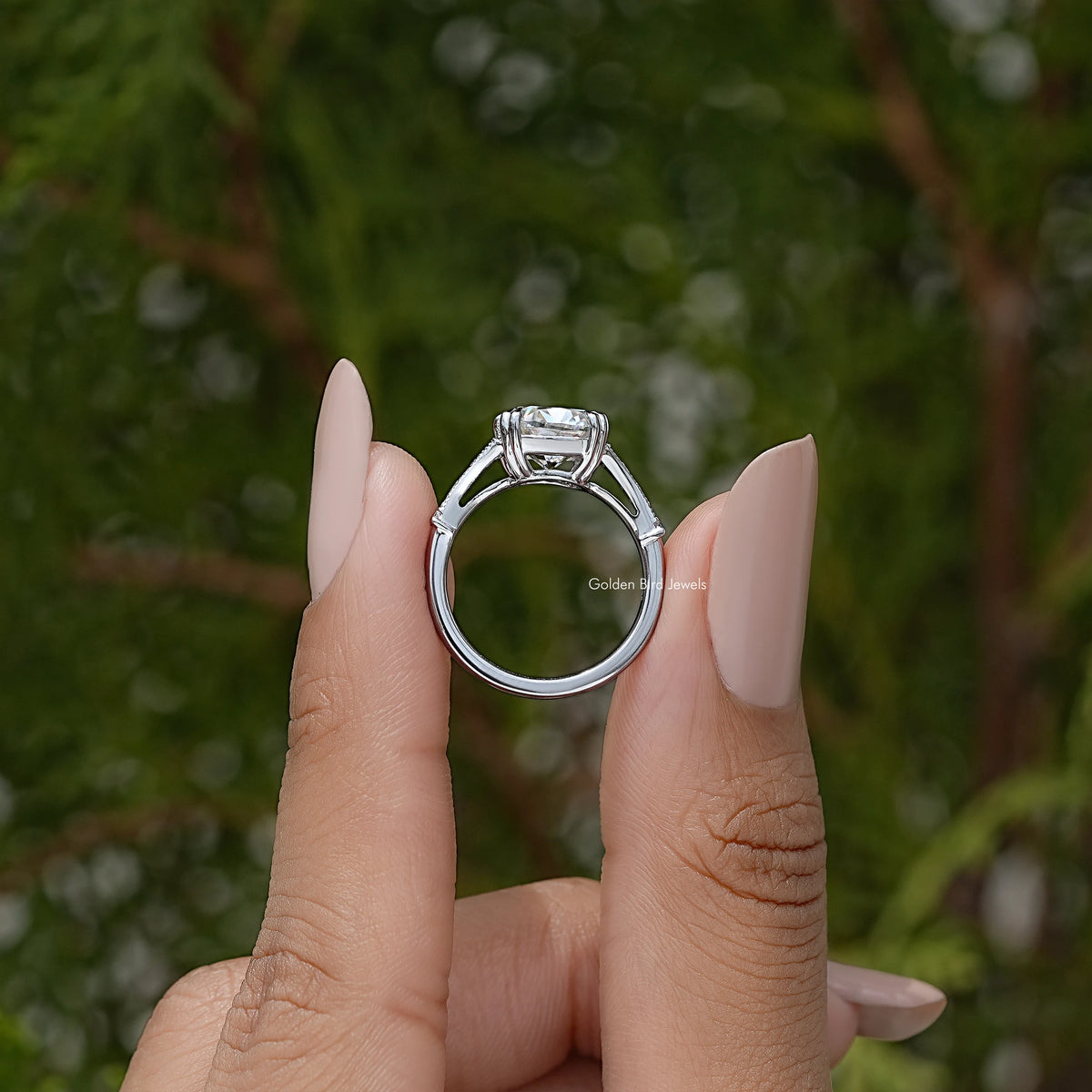 Elongted Old Mine Cushion Solitaire Vintage Ring