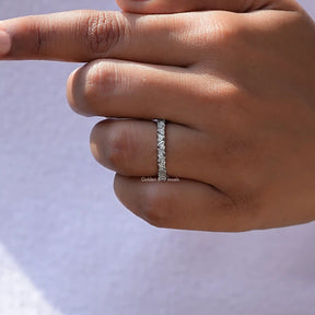 Round And Baguette Lab Diamond Half Eternity Band