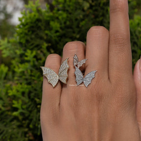 Round Cut Butterfly Moissanite Cocktail Ring