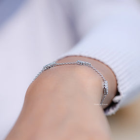 Round Cut CVD Diamond Station Chain Bracelet