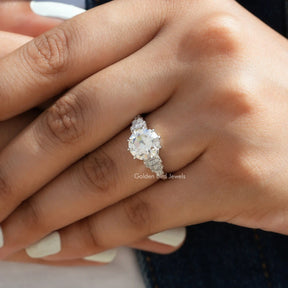 Round Cut Accent Stone Ring Made Of VVS Clarity In White Gold