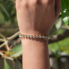 Round Cut Moissanite Bezel Setting Bracelet