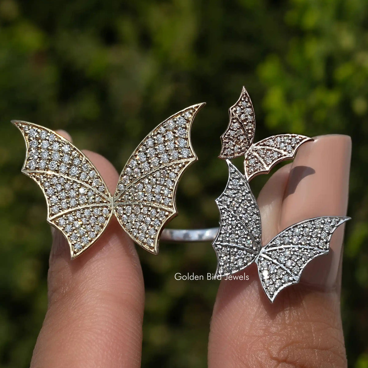 Round Cut Butterfly Moissanite Cocktail Ring