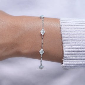 Round Cut CVD Diamond Station Chain Bracelet