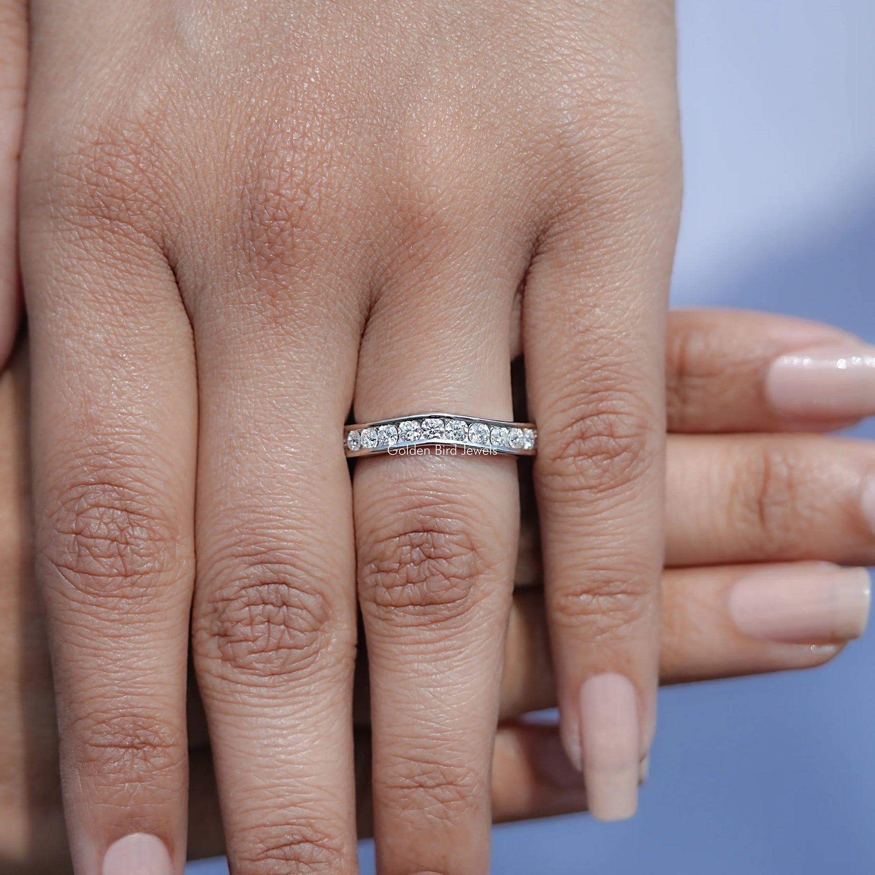 Top View Of Round Cut Channel Set engagement ring  in prongs setting 