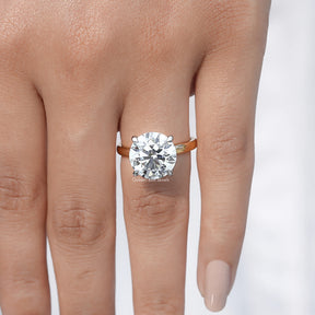 View of Round Cut Diamond Solitaire Engagement Ring In Yellow Gold