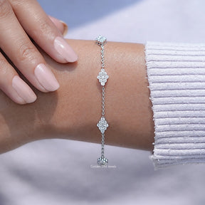 Round Cut CVD Diamond Station Chain Bracelet