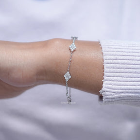 Round Cut CVD Diamond Station Chain Bracelet