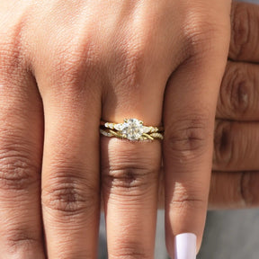 Round Cut Lab Diamond Accent Bridal Set