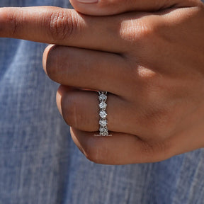 View of Round Cut Lab Diamond Wedding  Band In White Gold