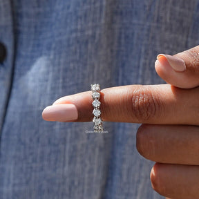 In finger front View of Diamond Eternity Wedding Band In White Gold