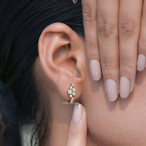 close view of Round Lab Diamond Hoop Earrings
