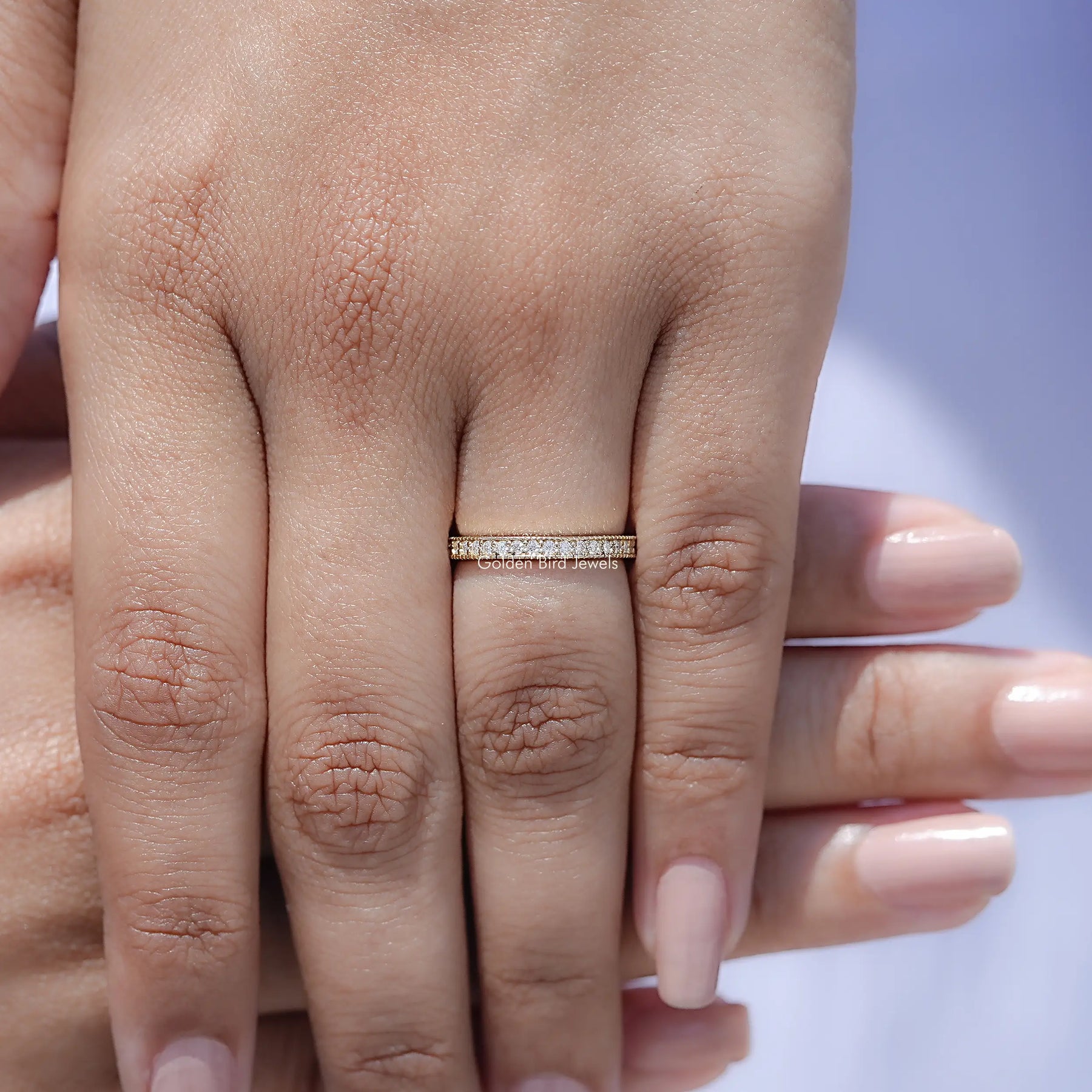 Round Cut Lab Diamond Full Eternity Wedding Band