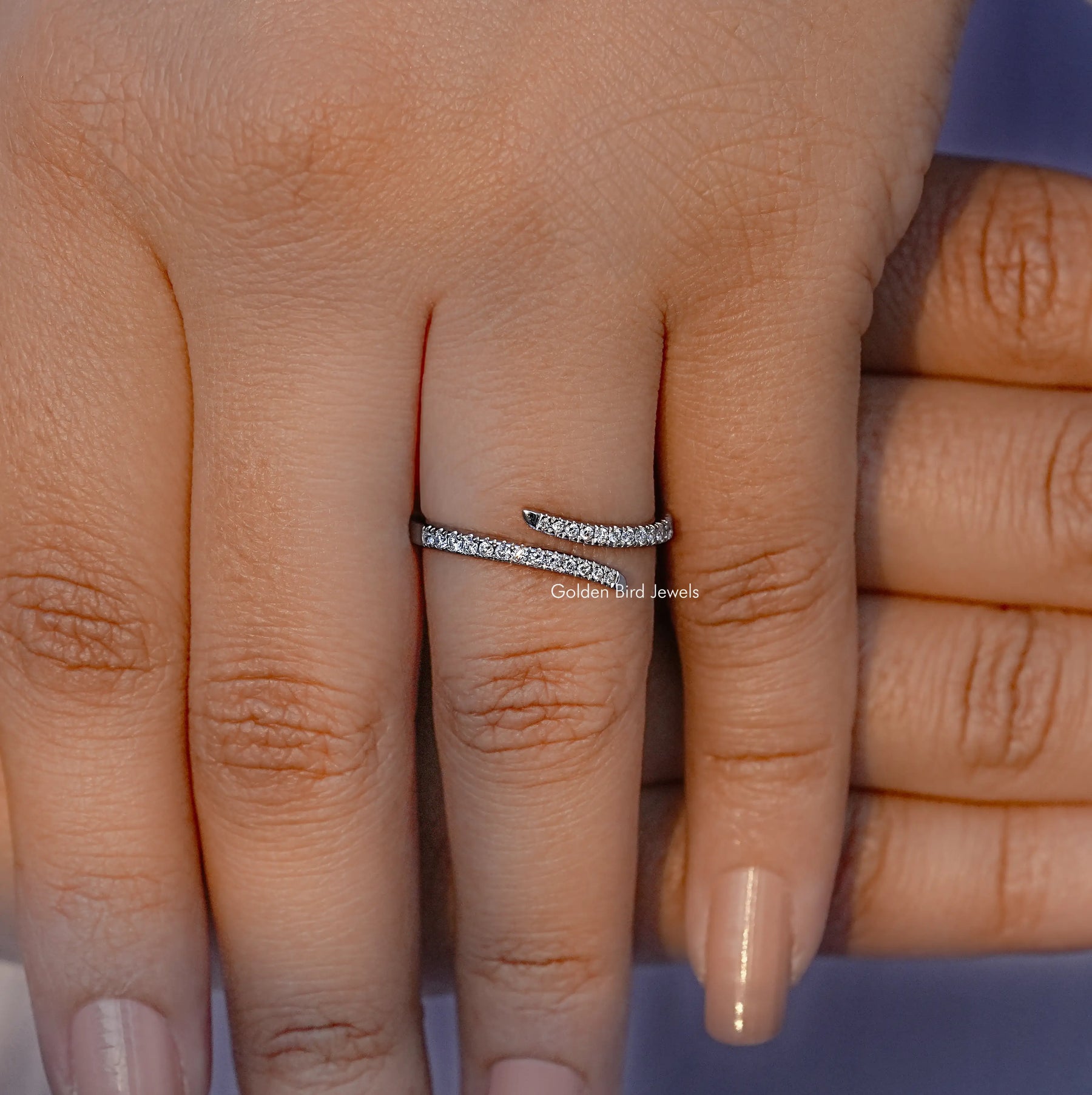 Round Cut Lab Diamond Open Cuff Band