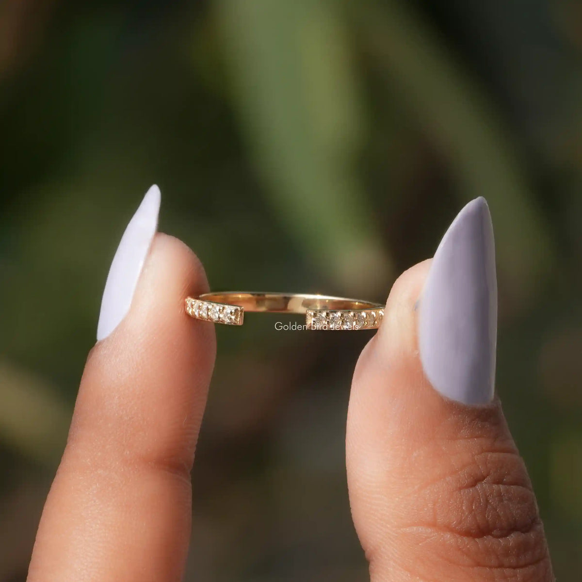 Round Cut Lab Diamond Open Cuff Dainty Band